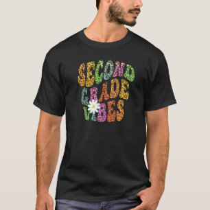 Groovy SECOND GRADE VIBES Teacher Leopard Print 2n T-Shirt