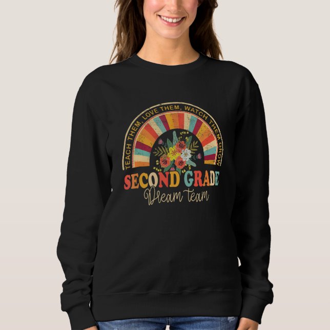 Groovy Second Grade Vibes Team Retro Back To Schoo Sweatshirt (Front)