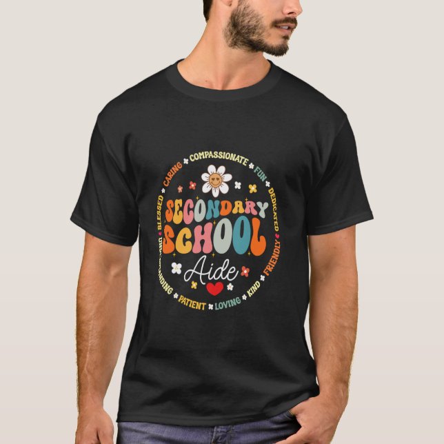 Groovy Secondary School Aide Squad Back To School  T-Shirt (Front)