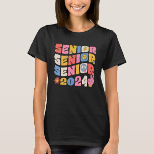 Groovy Senior 2024 Graduation Back To School Class T-Shirt