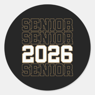 Groovy Senior 2026 Cl Of 2026 Graduate Senior Men Classic Round Sticker