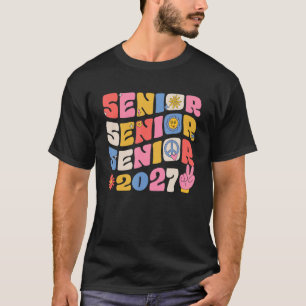 Groovy Senior 2027 Graduation Back To School Class T-Shirt