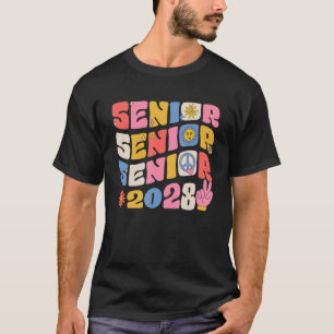 Groovy Senior 2028 Graduation Back To School Class T-Shirt