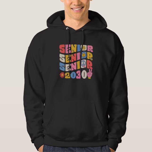 Groovy Senior 2030 Graduation Back To School Class Hoodie (Front)