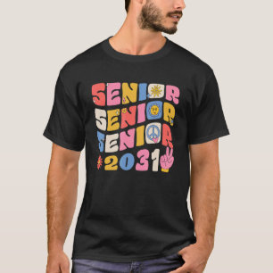 Groovy Senior 2031 Graduation Back To School Class T-Shirt