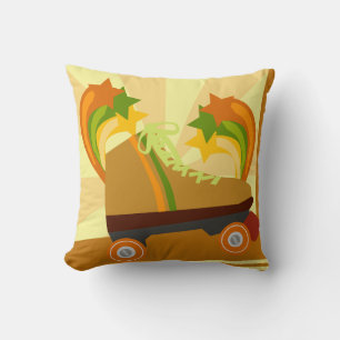 Groovy Seventies Roller Skate Cartoon Fun Design Cushion