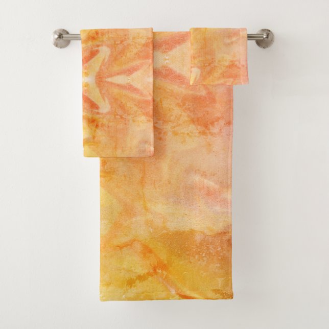 Groovy Seventies sunrise watercolor Bath Towel Set (Insitu)