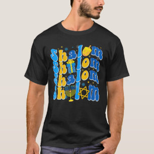 Groovy Shalom Peace Jewish Hanukkah Jewish Dreidel T-Shirt