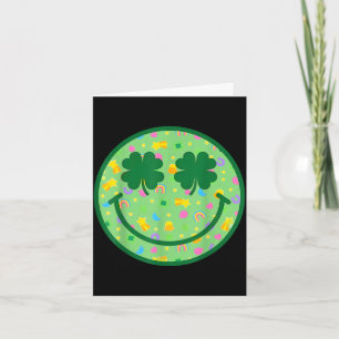 Groovy shamrock smile face st patricks day men kid card