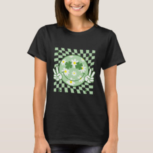 Groovy Shamrock Smile Face St Patricks Day Men Kid T-Shirt