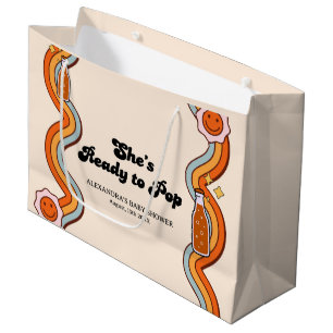 Groovy Shes Ready to Pop Persimmon Mustard Cream Large Gift Bag