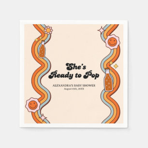 Groovy Shes Ready to Pop Persimmon Mustard Cream Napkin