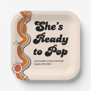 Groovy Shes Ready to Pop Persimmon Mustard Cream Paper Plate