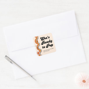 Groovy Shes Ready to Pop Persimmon Mustard Cream Square Sticker