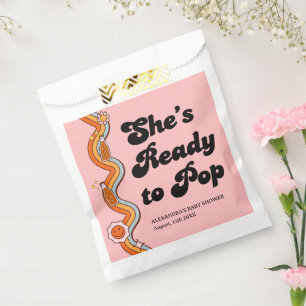 Groovy Shes Ready to Pop Retro Dusty Rose Favour Bag