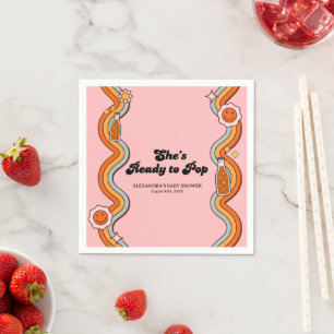 Groovy Shes Ready to Pop Retro Dusty Rose Napkin