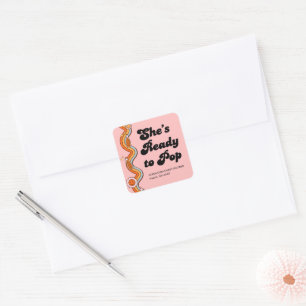 Groovy Shes Ready to Pop Retro Dusty Rose Square Sticker
