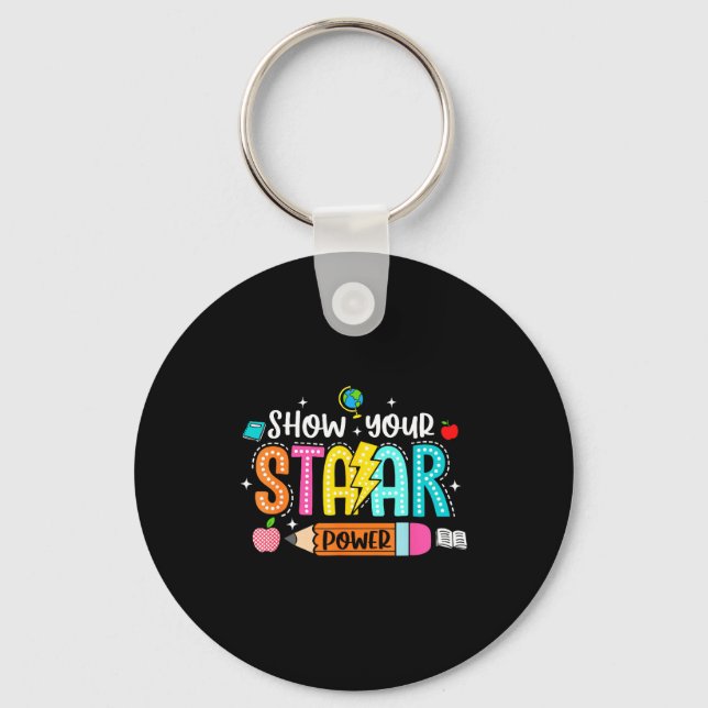 Groovy show staar power teacher testing exam test key ring (Front)