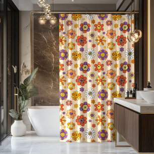 Groovy Shower Curtain 70s Pastel Colourful Vibes