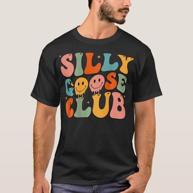 Groovy Silly Goose Club 2 Sided Funny Animal Mens  T-Shirt (Front)