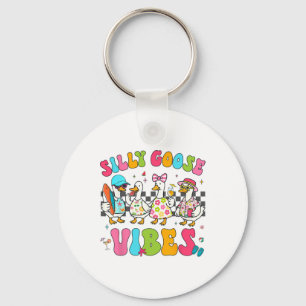 Groovy Silly Goose Vibes Matching Family Summer Va Key Ring