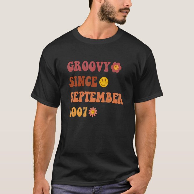 Groovy Since September 2007 Retro Groovy 15 Year O T-Shirt (Front)