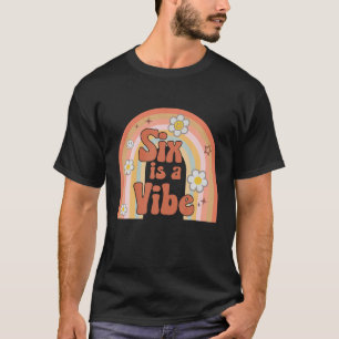 Groovy Six Is A Vibe Rainbow Birthday Kids Boys Gi T-Shirt