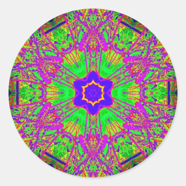 groovy six-point star classic round sticker (Front)