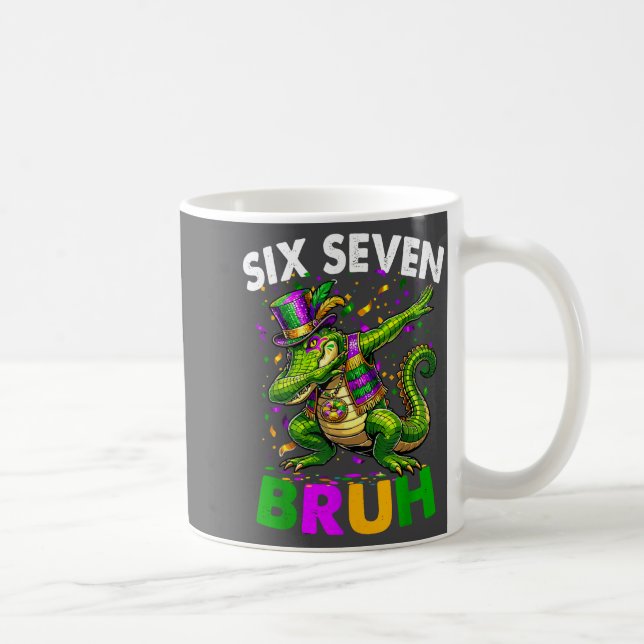 Groovy Six Seven Bruh Alligator Dabbing Mardi Gras Coffee Mug (Right)