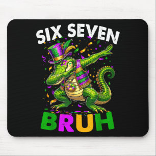 Groovy Six Seven Bruh Alligator Dabbing Mardi Gras Mouse Pad