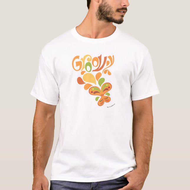 Groovy Sixties Hippie Illustrated Butterfly Design T-Shirt (Front)