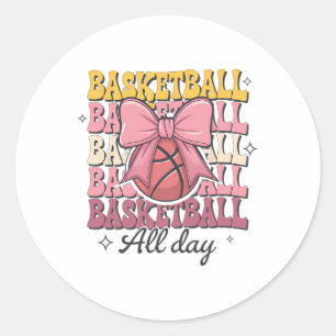 Groovy Sketll Coquette Bow Women Sketll All Day Classic Round Sticker
