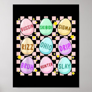 Groovy Skibidi Easter Egg Funny Rizz Meme Easter H Poster