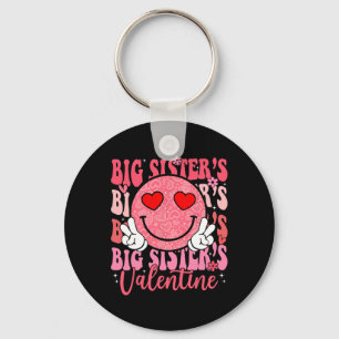 Groovy Smile Face Big Sister's Valentine Daughter Key Ring