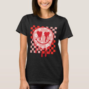 Groovy Smile Face Dripping Happy Valentine Day Men T-Shirt