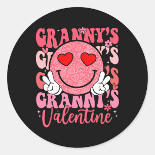Groovy Smile Face Granny's Valentine Daughter Niec Classic Round Sticker