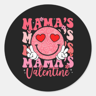Groovy Smile Face Mama's Valentine Daughter Niece Classic Round Sticker