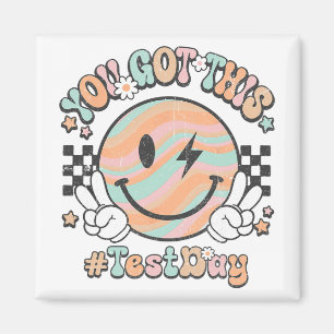 Groovy Smile Face This You Got Rock The Test Day  Magnet