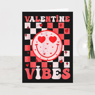 Groovy Smile Face Valentine Vibes Men Women Kids F Card