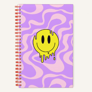 Groovy Smiley Face Notebook   Purple Tie Dye