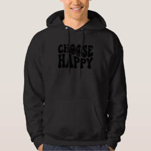 Groovy Smiling Face Choose Happy Hippie Girl Inspi Hoodie