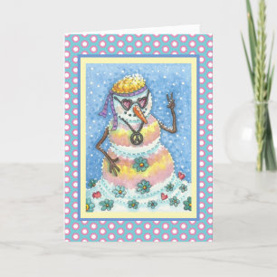 GROOVY SNOWMAN PEACE CHRISTMAS GREETING CARD V