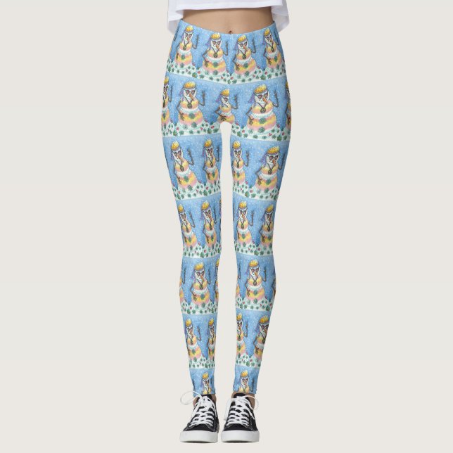 GROOVY SNOWMAN, PEACE SIGN CHRISTMAS LEGGINGS (Front)