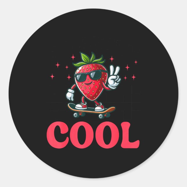 Groovy So Berry Cool Fruit Lover Strawberry Season Classic Round Sticker (Front)