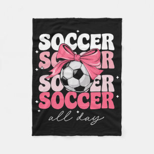 Groovy Soccer Coquette Bow Girls Women Soccer All Fleece Blanket