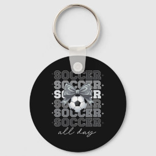 Groovy Soccer Coquette Bow Girls Women Soccer All Key Ring