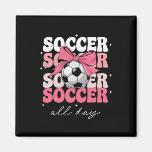 Groovy Soccer Coquette Bow Girls Women Soccer All Magnet