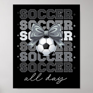 Groovy Soccer Coquette Bow Girls Women Soccer All Poster