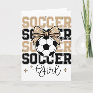 Groovy Soccer Girl Coquette Bow Soccer Sports Socc Card
