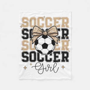 Groovy Soccer Girl Coquette Bow Soccer Sports Socc Fleece Blanket